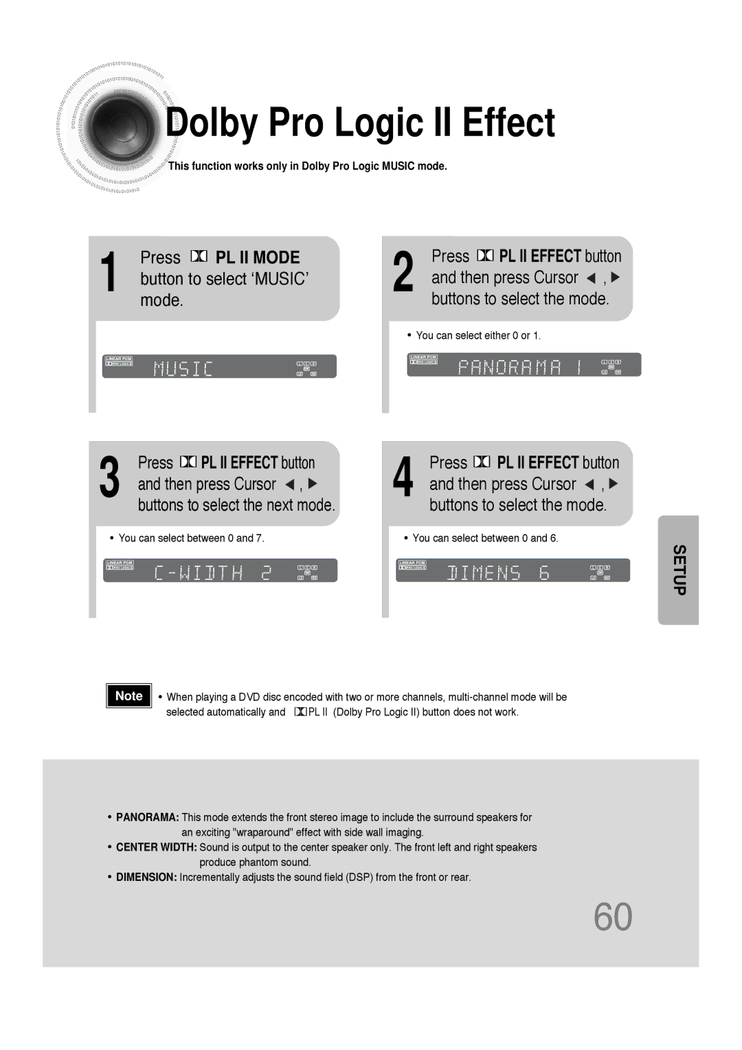 Samsung 20051111103302296 instruction manual Dolby Pro Logic II Effect, Press PL II Mode 