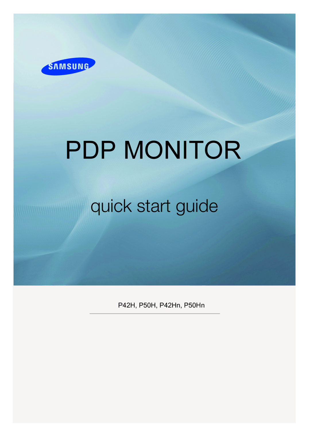 Samsung 20080828210016437 quick start PDP Monitor 