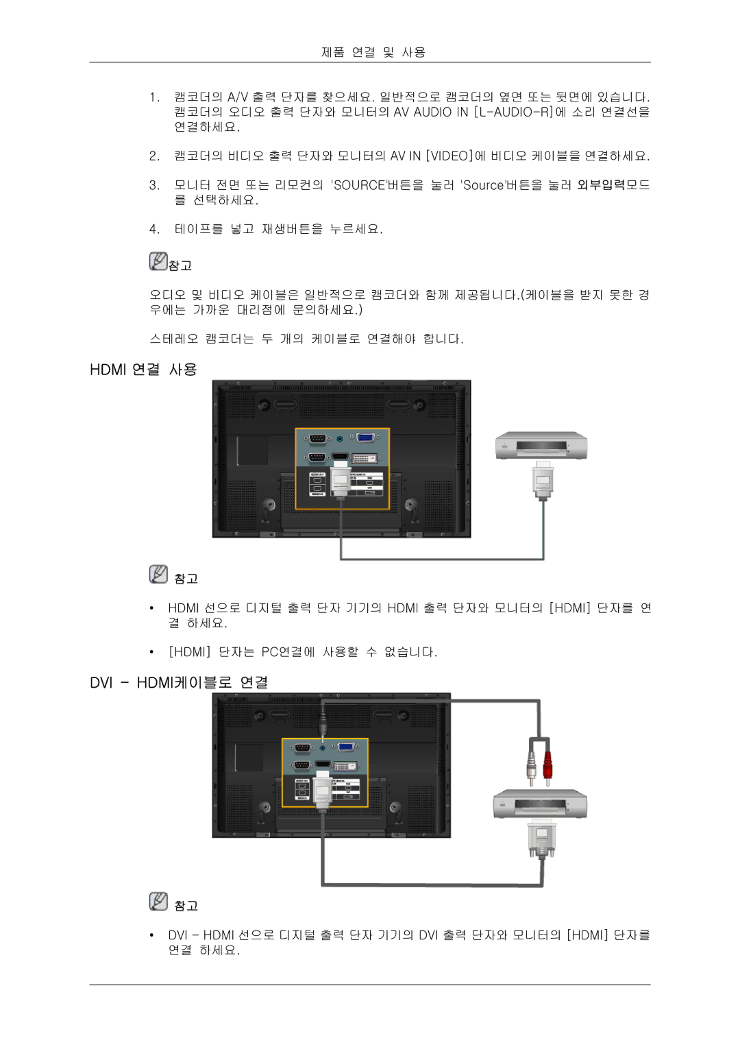 Samsung 20081006091108750 quick start Hdmi 연결 사용, Dvi Hdmi케이블로 연결 