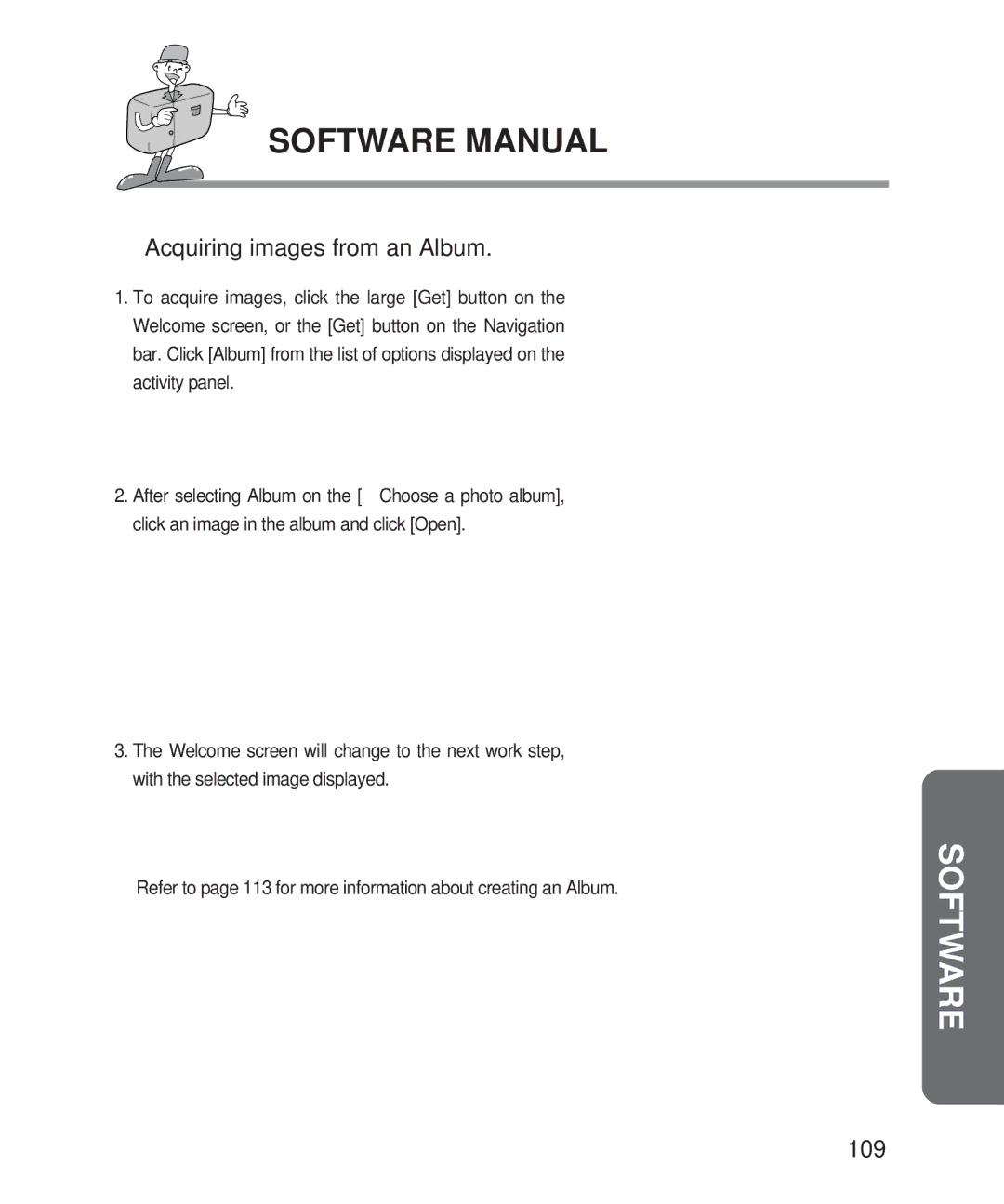 Samsung 201 manual Acquiring images from an Album, 109 