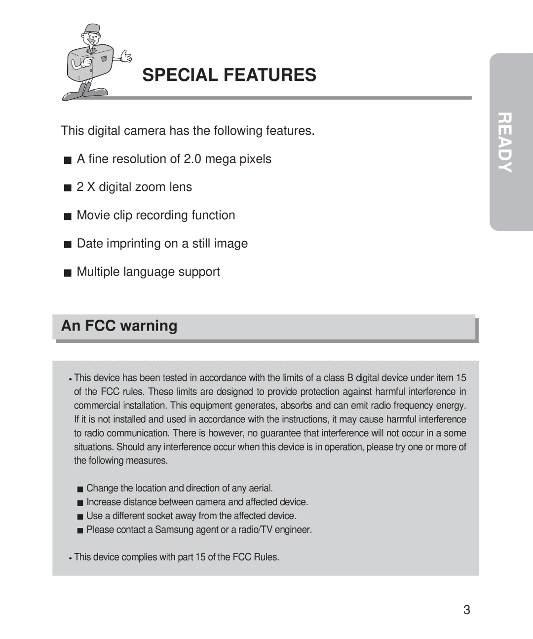 Samsung 201 manual Special Features, An FCC warning 