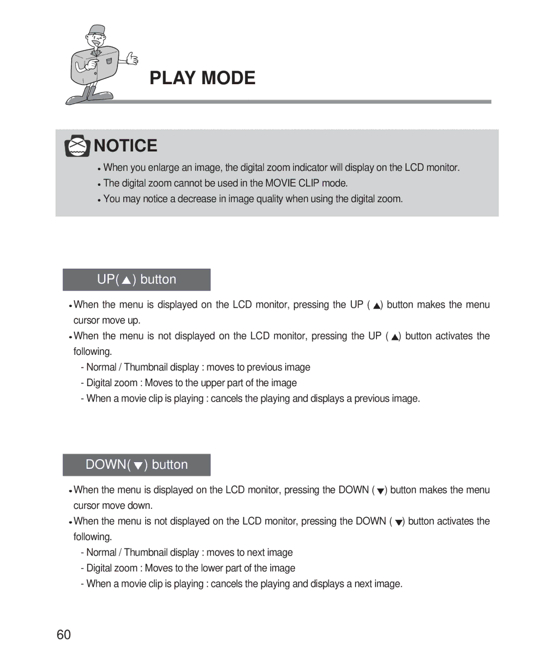 Samsung 201 manual UP button, Down button 