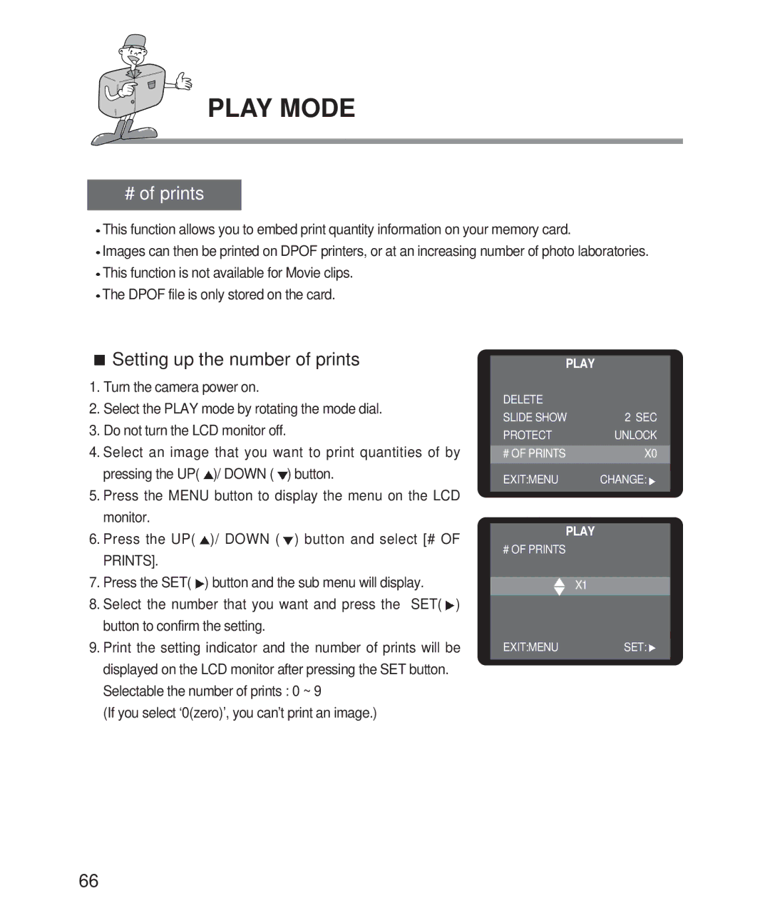 Samsung 201 manual # of prints, Setting up the number of prints 