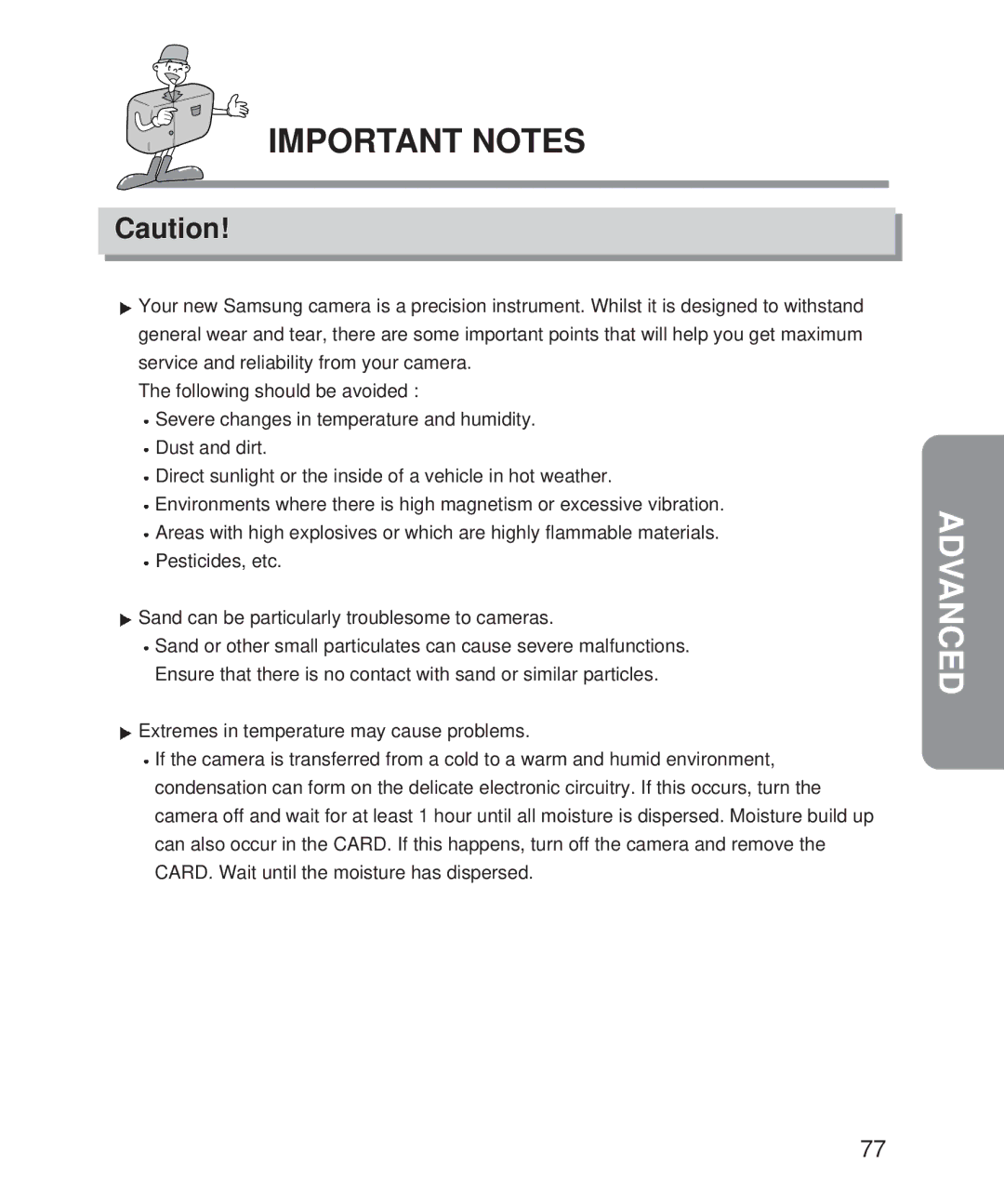 Samsung 201 manual Important Notes 