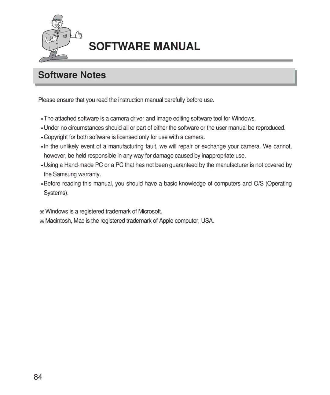 Samsung 201 manual Software Manual, Software Notes 