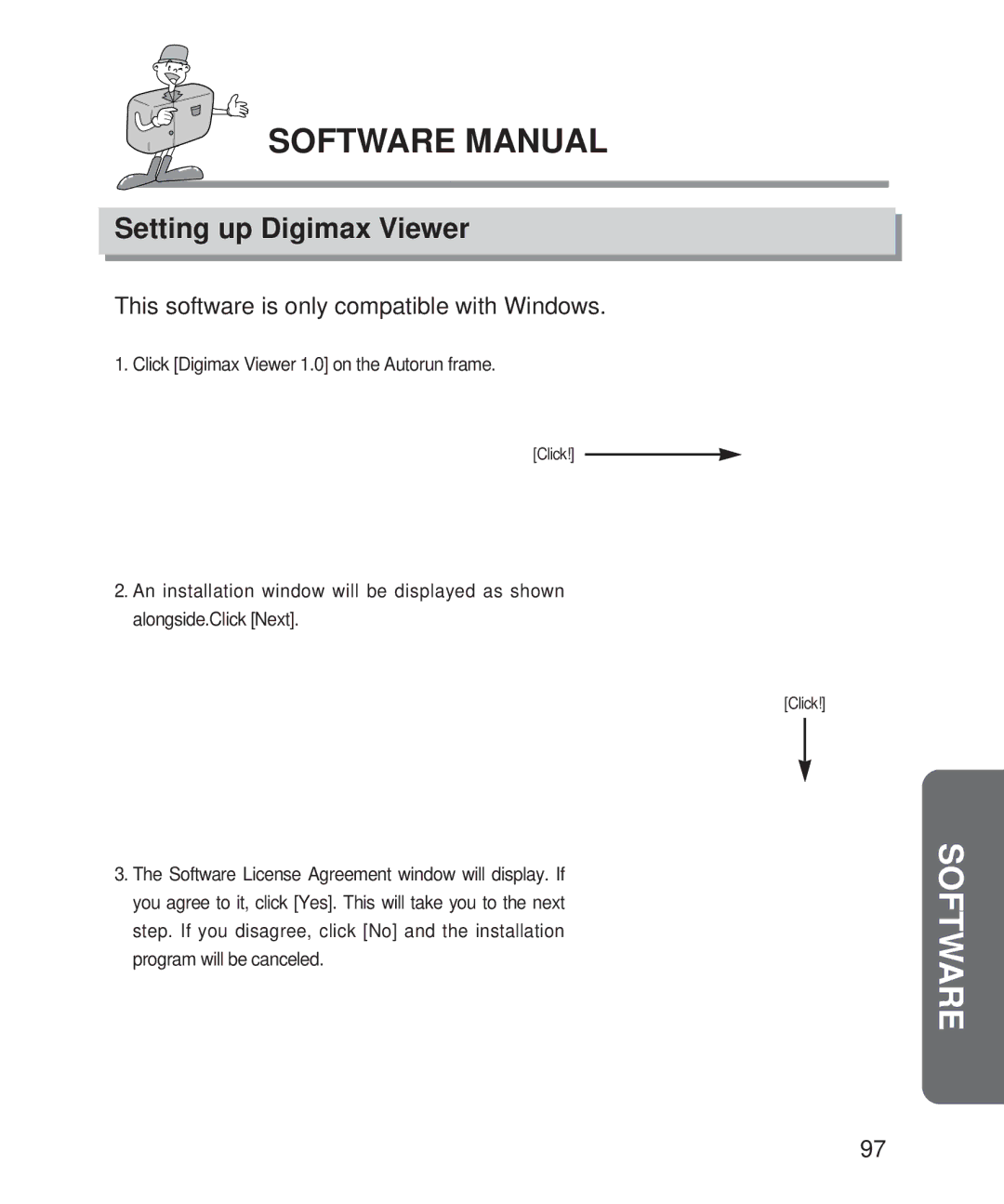 Samsung 201 manual Setting up Digimax Viewer, This software is only compatible with Windows 