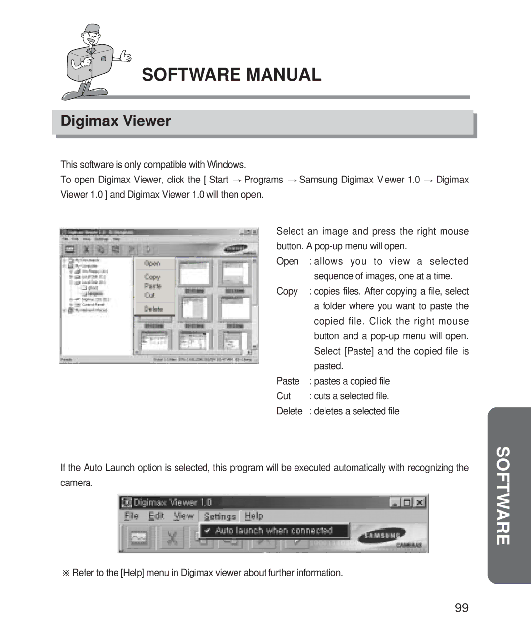 Samsung 201 manual Digimax Viewer, Copy, Copied file. Click the right mouse, Pasted 