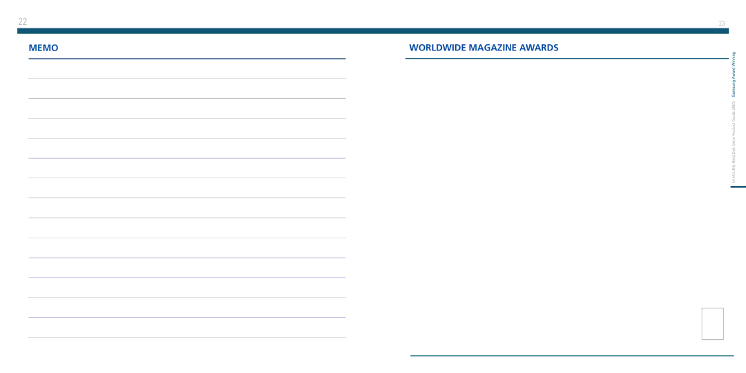 Samsung 2010 manual Memo Worldwide Magazine Awards 