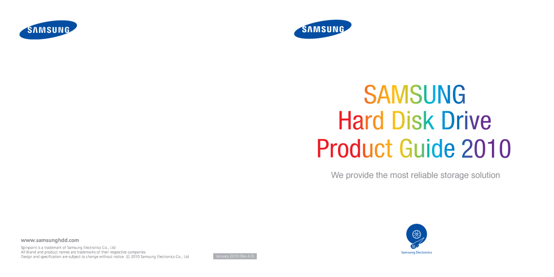 Samsung manual We provide the most reliable storage solution, January.2010 Rev.4.0, Samsung Electronics 