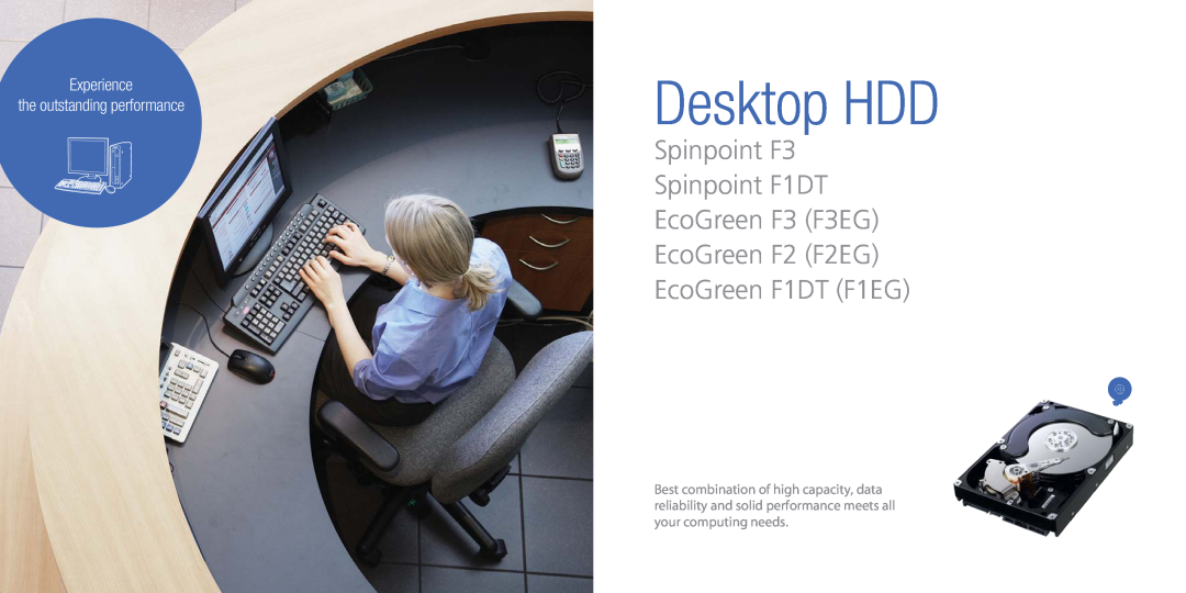 Samsung 2010 manual Desktop HDD, Spinpoint F3 Spinpoint F1DT EcoGreen F3 F3EG EcoGreen F2 F2EG, EcoGreen F1DT F1EG 