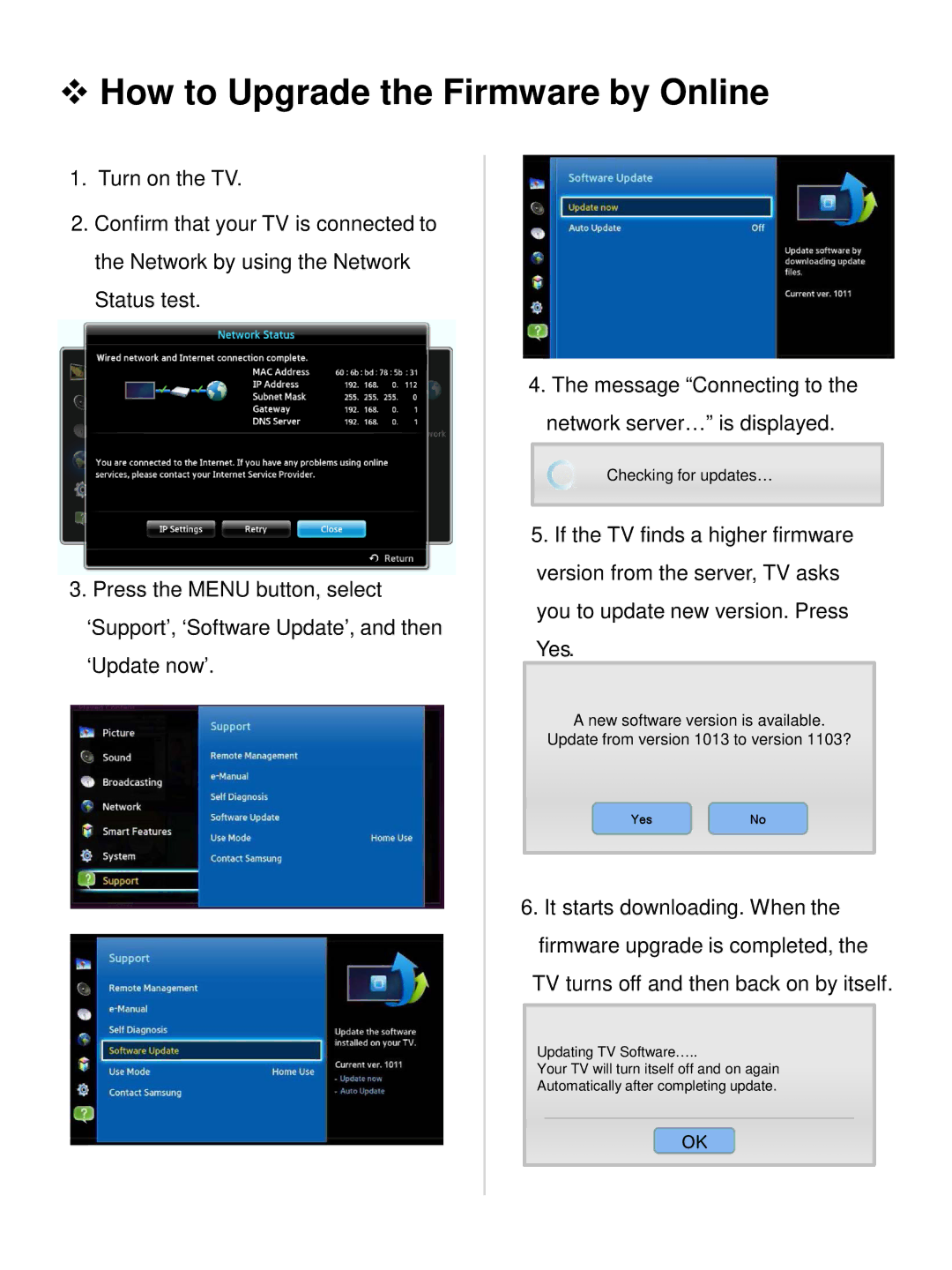 Samsung 2013 manual  How to Upgrade the Firmware by Online 