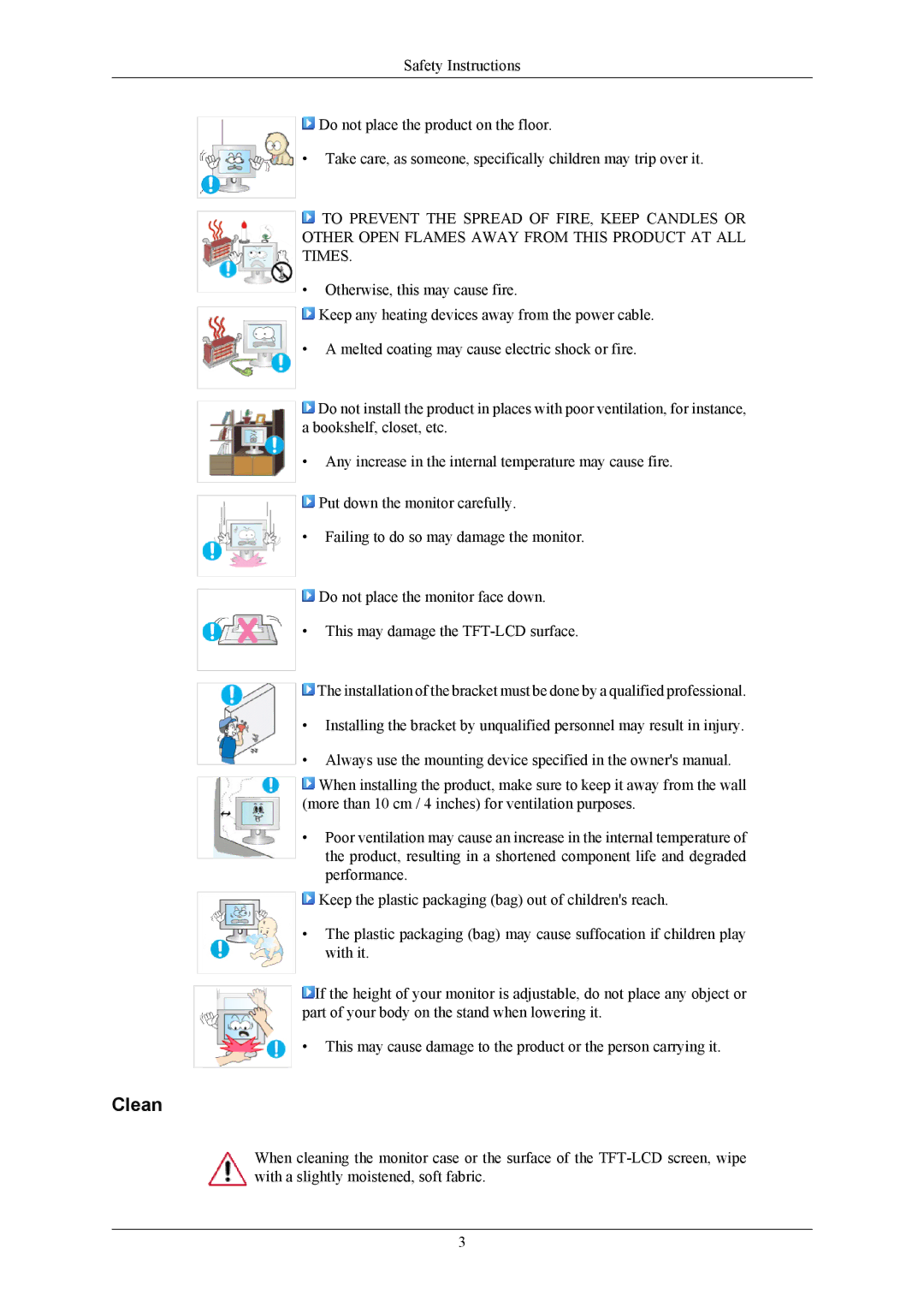 Samsung 2043NWX user manual Clean 