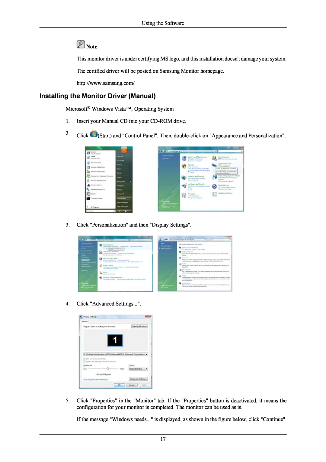 Samsung 2043NWX user manual Installing the Monitor Driver Manual 