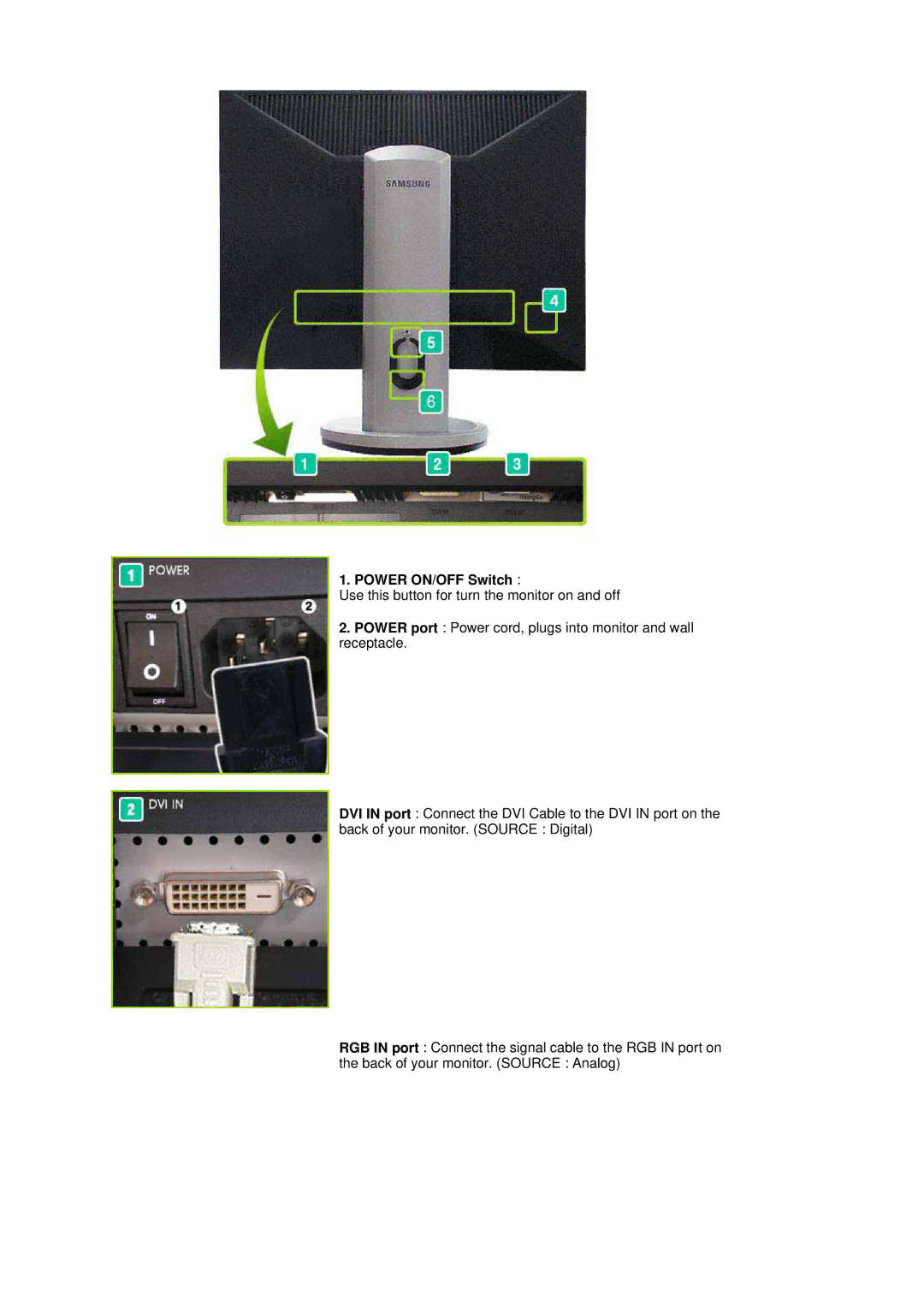 Samsung 204B manual Power ON/OFF Switch 