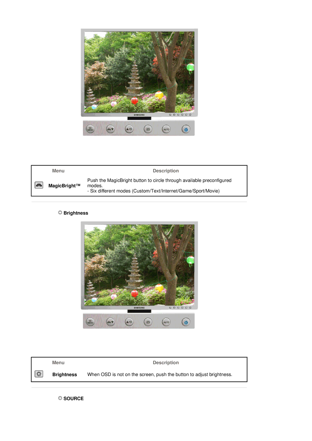 Samsung 204B manual Brightness 