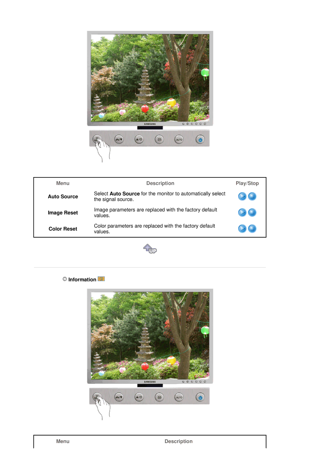 Samsung 204B manual Auto Source Image Reset Color Reset, Information 