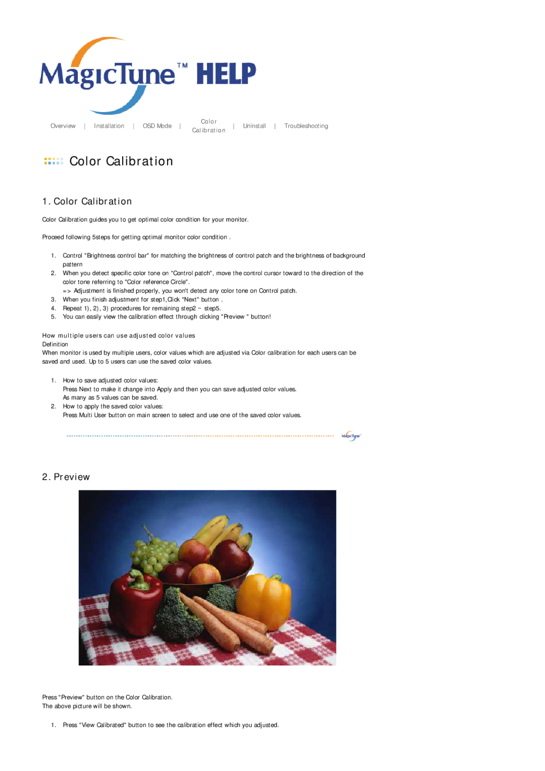 Samsung 204B manual Color Calibration 