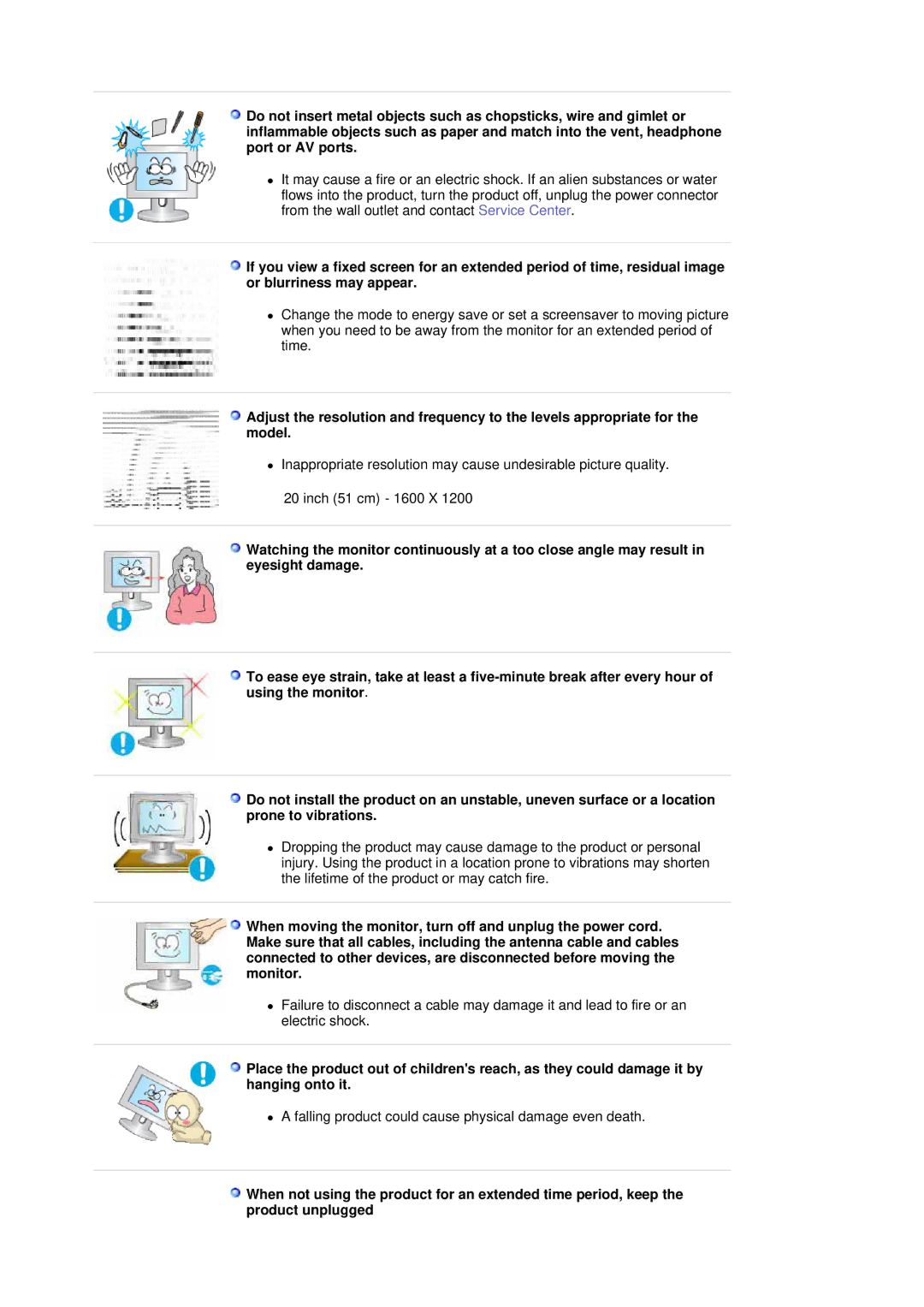 Samsung 204B manual Falling product could cause physical damage even death 