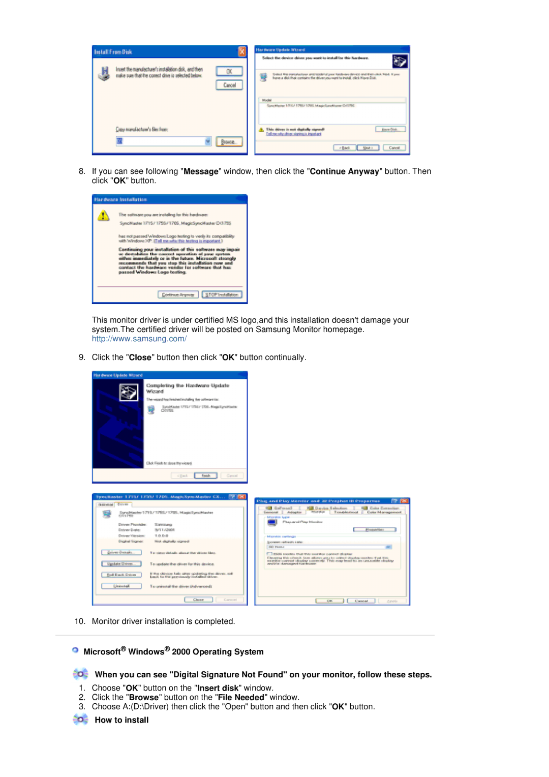 Samsung 204T manual How to install 