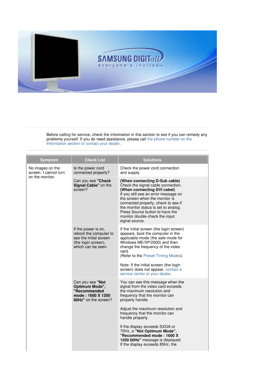 Samsung 204T manual When connecting D-Sub cable, When connecting DVI cabel 