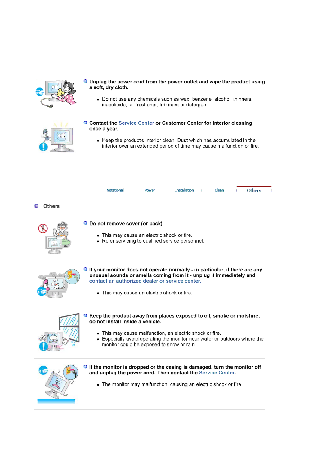 Samsung 204TS manual Others, Do not remove cover or back 