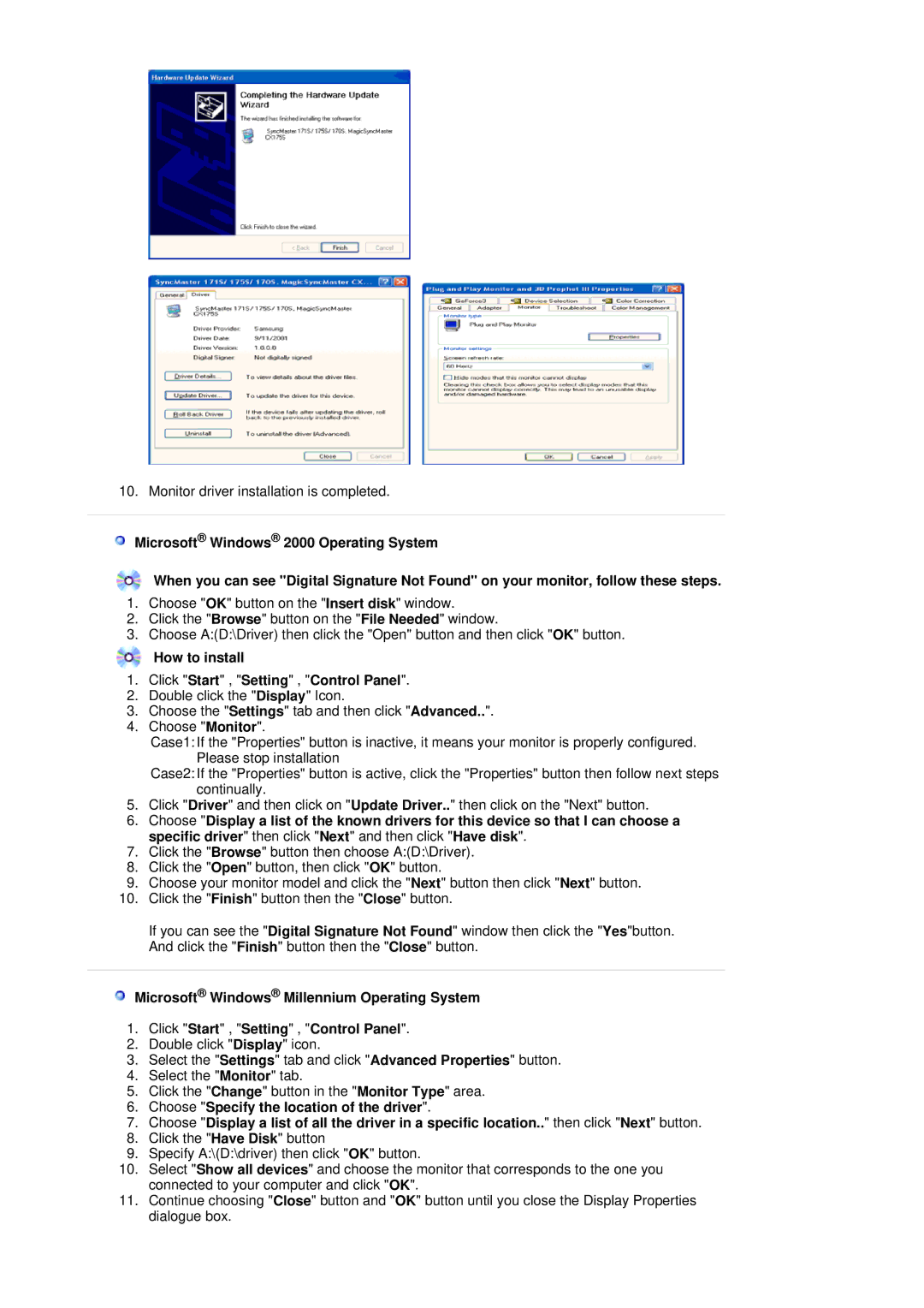 Samsung 205BW, 204BW, 204BW, 205BW manual How to install Click Start , Setting , Control Panel 