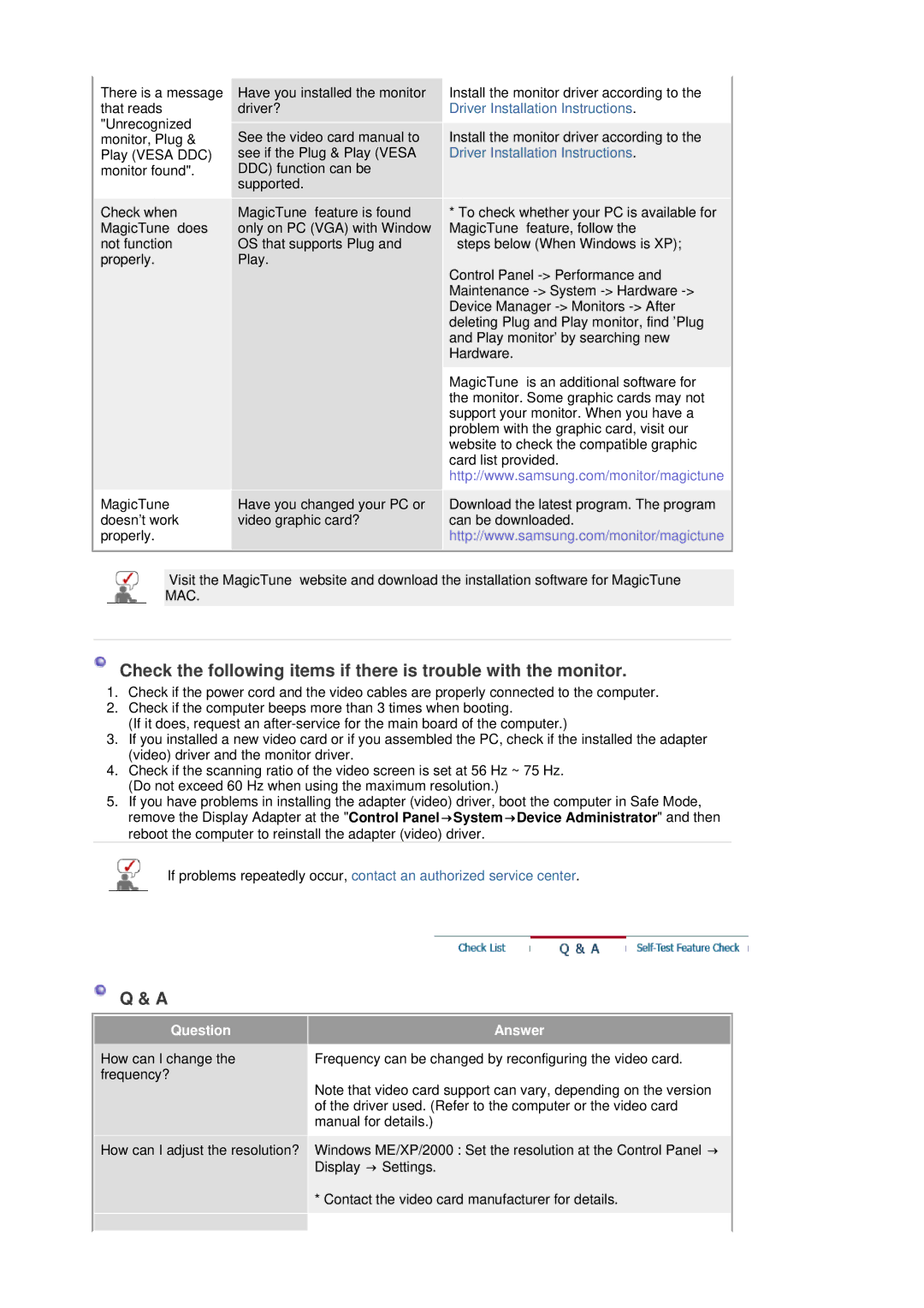 Samsung 205BW, 204BW, 204BW, 205BW manual Question, Answer 