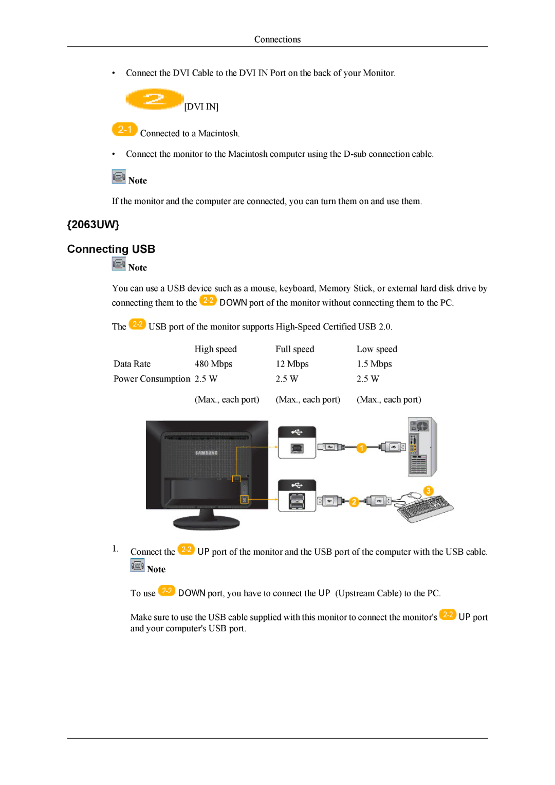 Samsung 963UW user manual 2063UW Connecting USB 