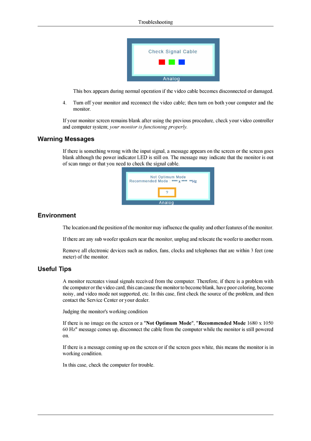 Samsung 2063UW, 963UW user manual Environment 