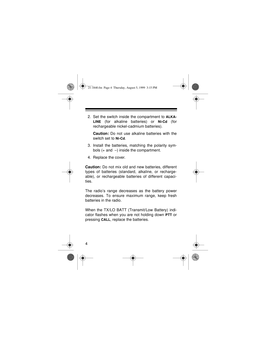 Samsung 21-1840 owner manual Fm Page 4 Thursday, August 5, 1999 315 PM 