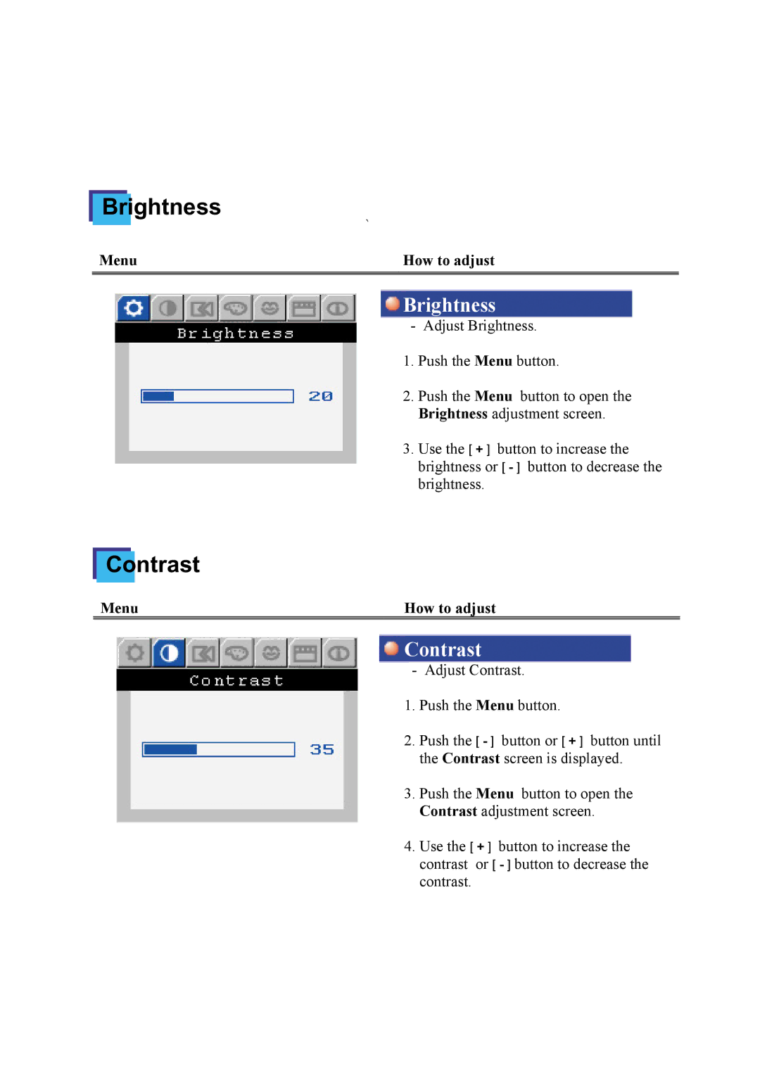 Samsung 213T manual Brightness, Contrast 