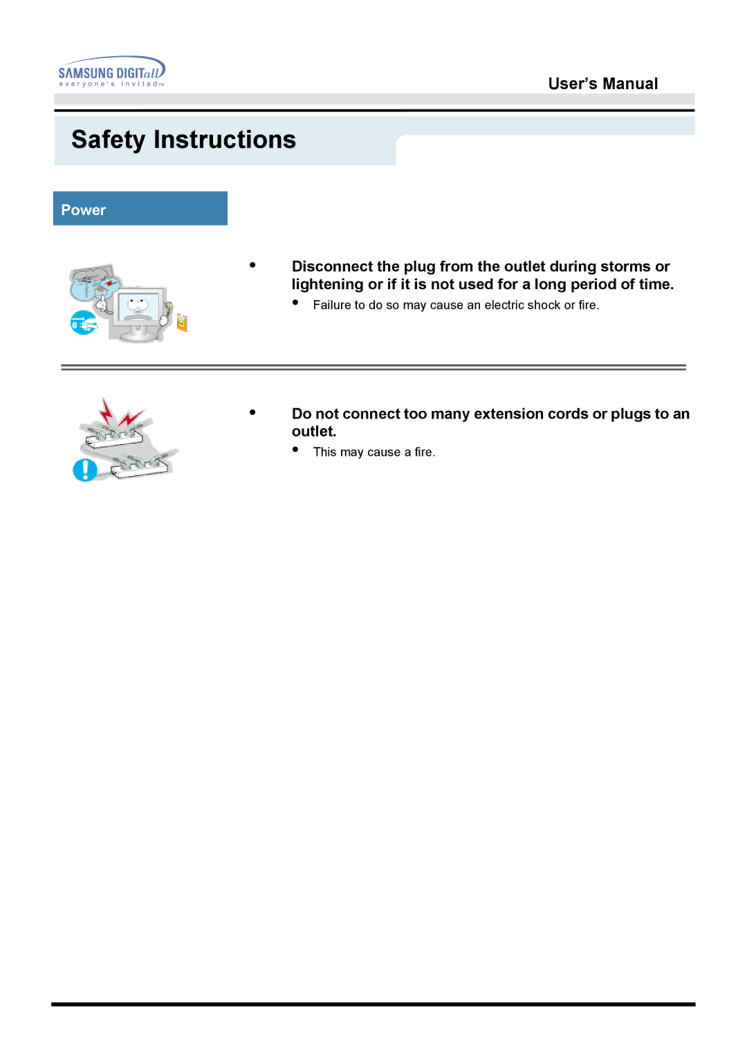 Samsung 213T manual This may cause a fire 