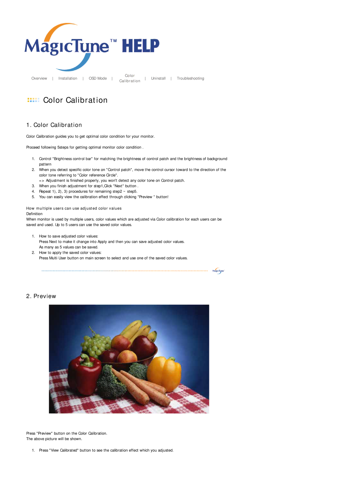 Samsung 214T manual Color Calibration 