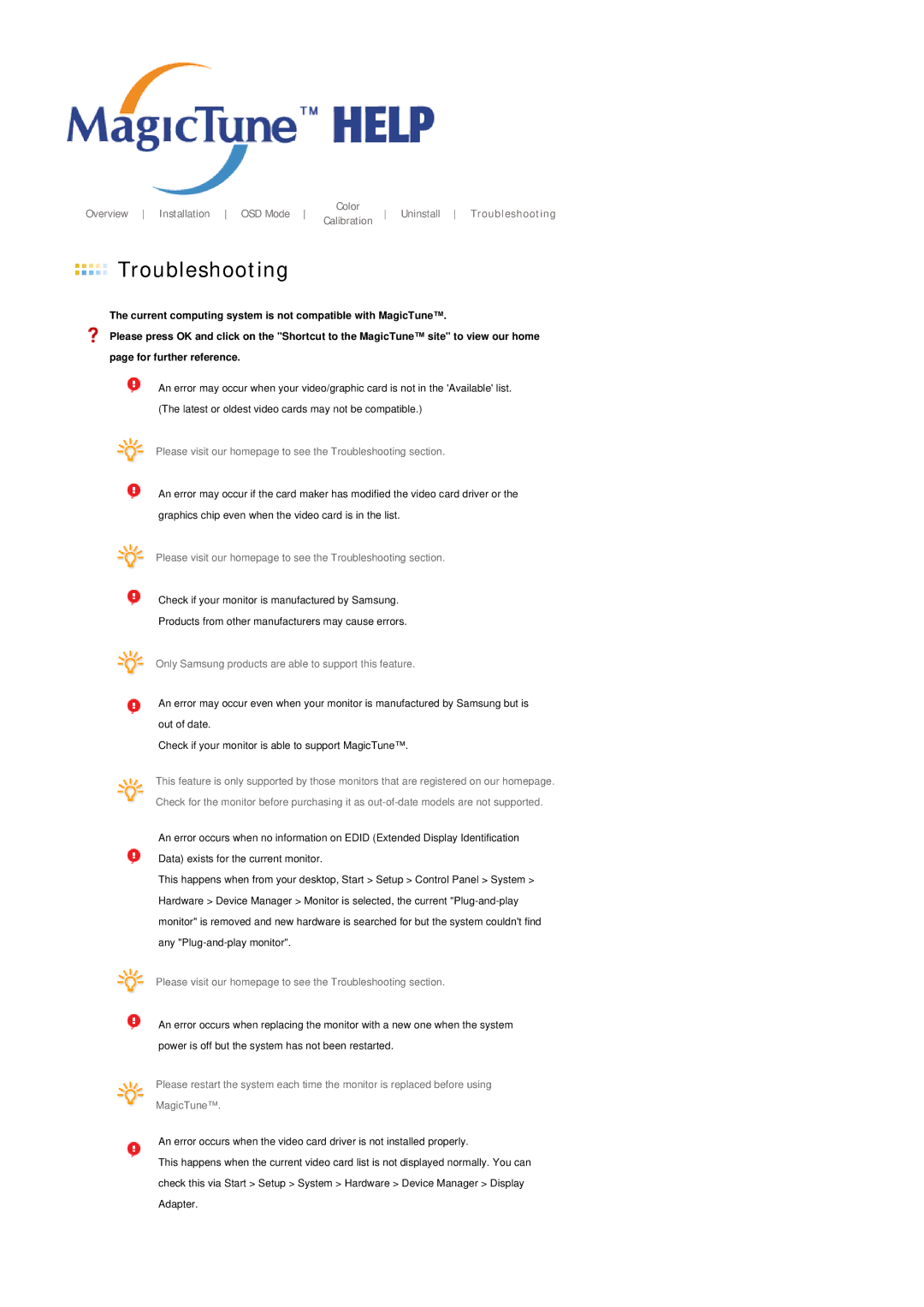 Samsung 214T manual Troubleshooting 