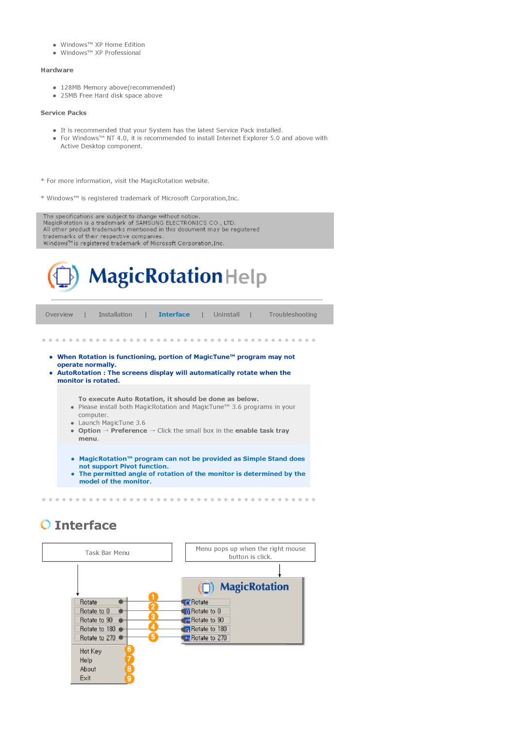 Samsung 214T manual Interface 