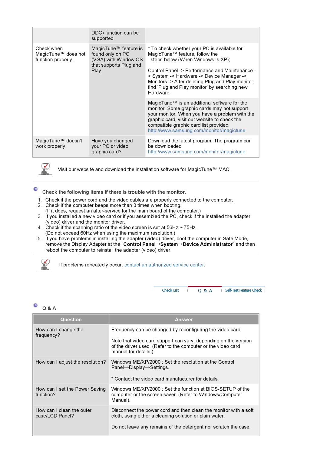 Samsung 214T manual Question, Answer 