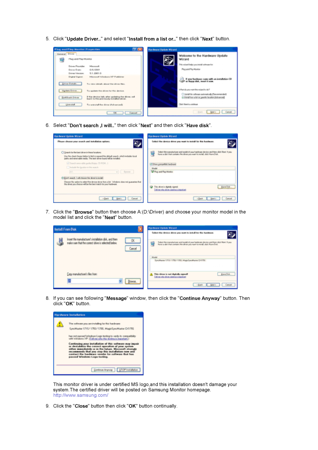 Samsung 215TW manual 