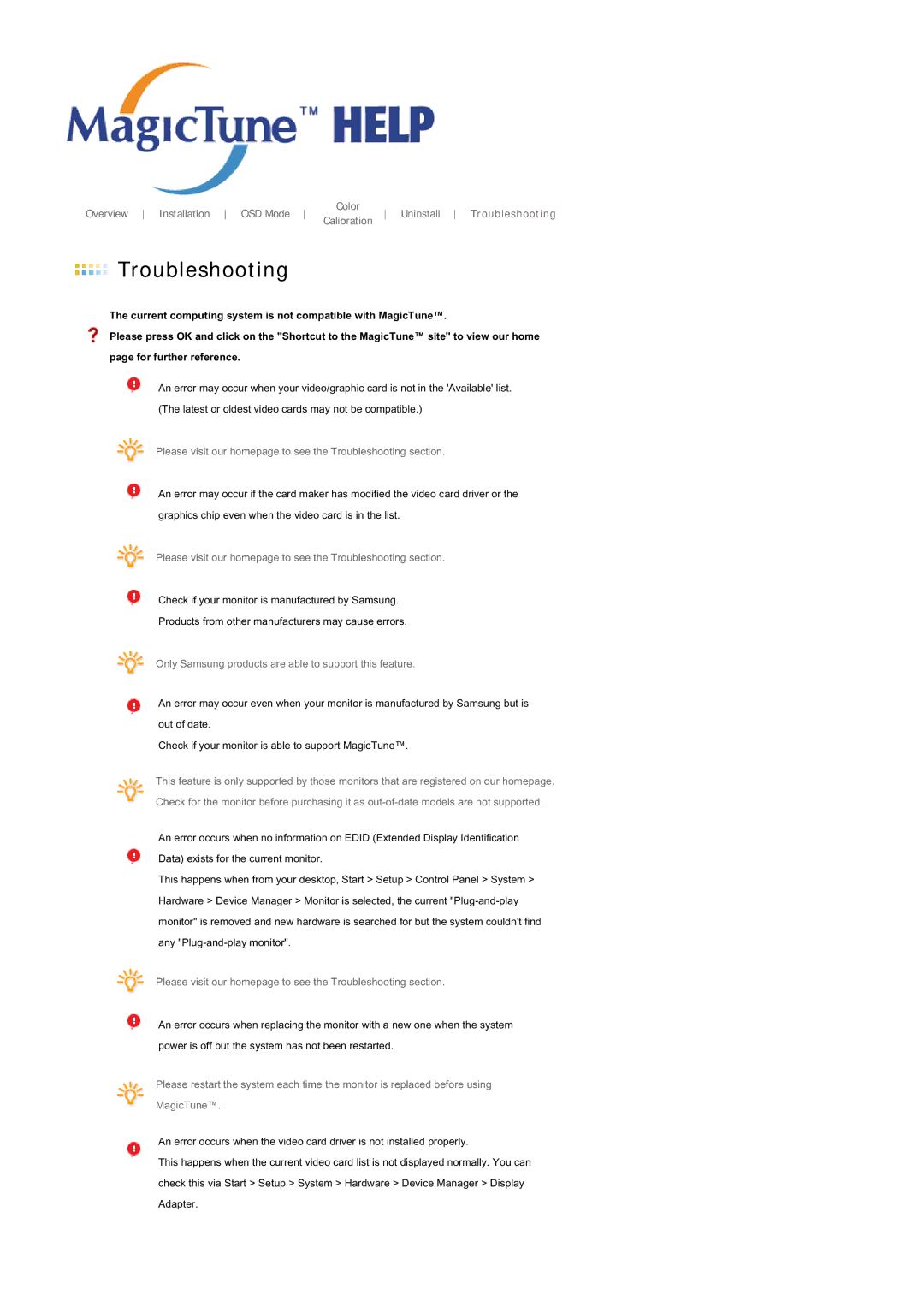 Samsung 215TW manual Troubleshooting 