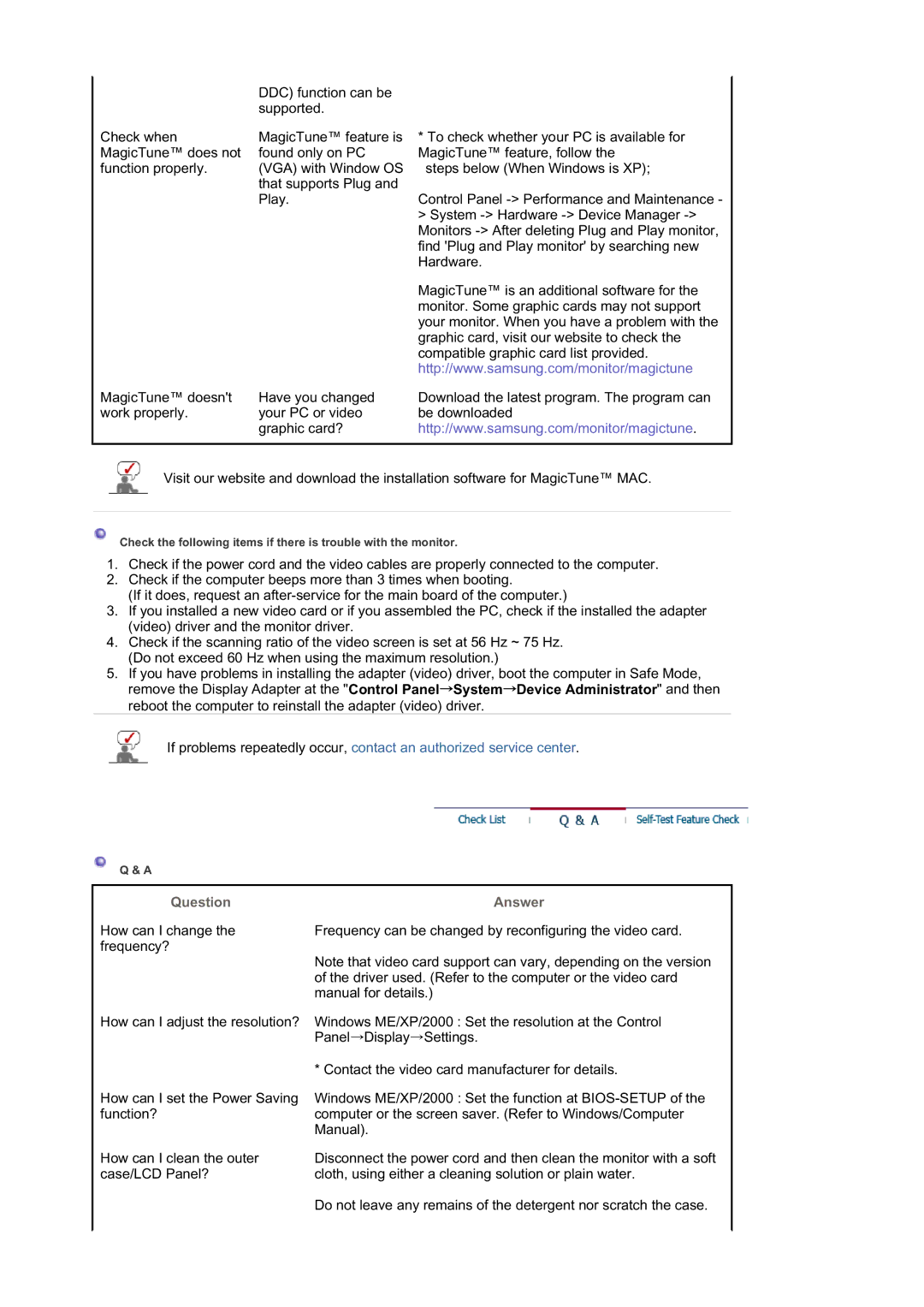 Samsung 215TW manual Question 