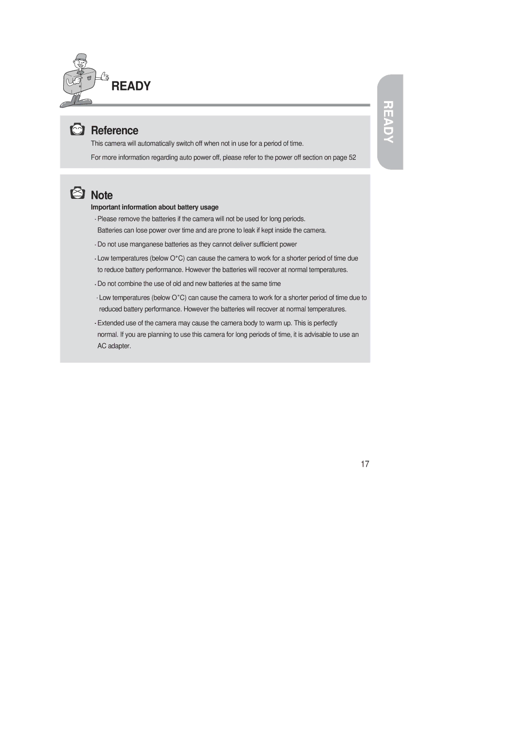 Samsung 220 SE manual Important information about battery usage 