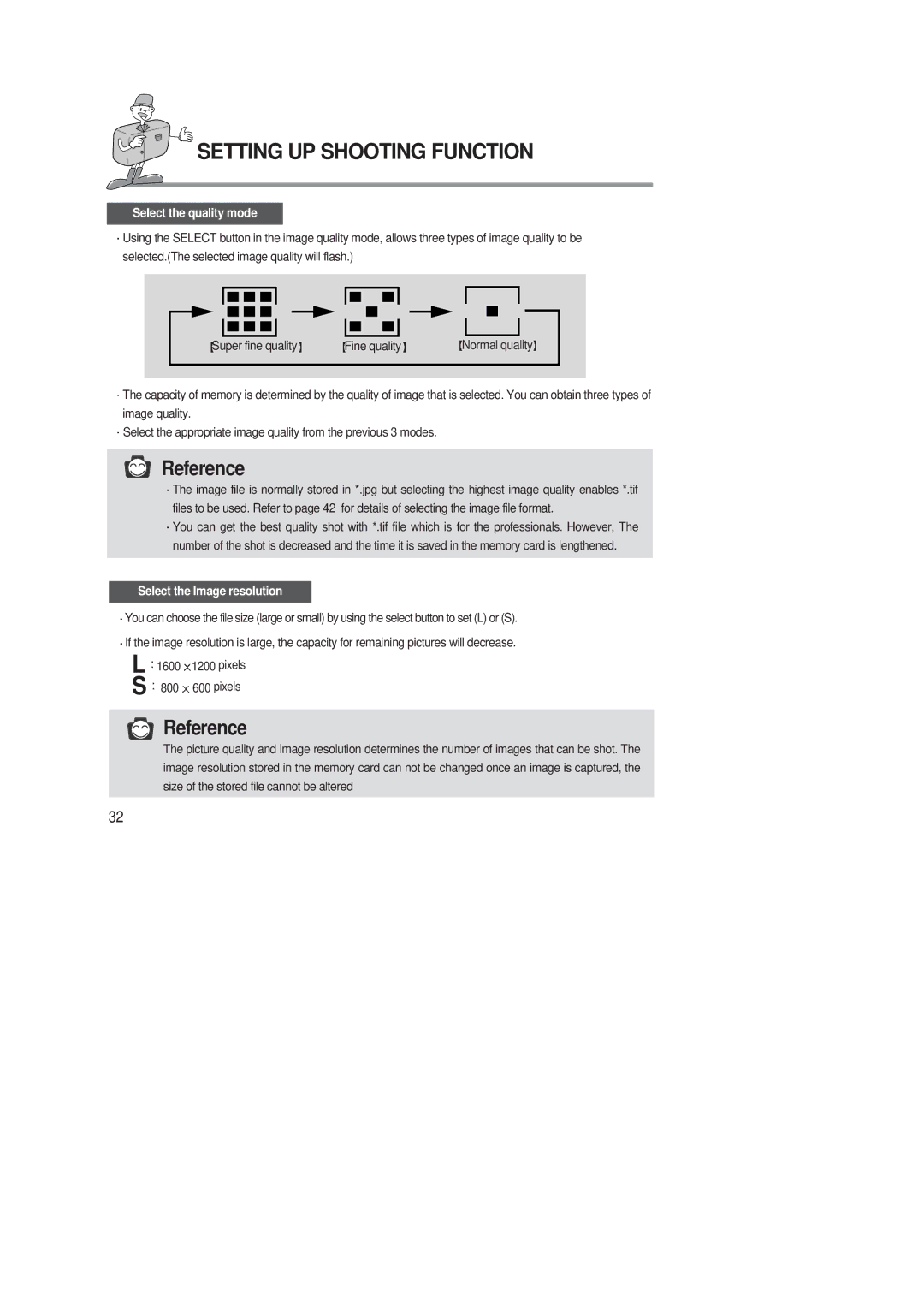 Samsung 220 SE manual Select the quality mode 