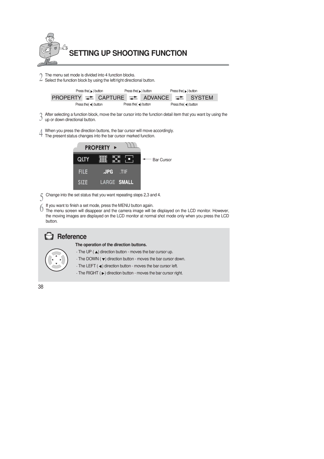 Samsung 220 SE manual Operation of the direction buttons 