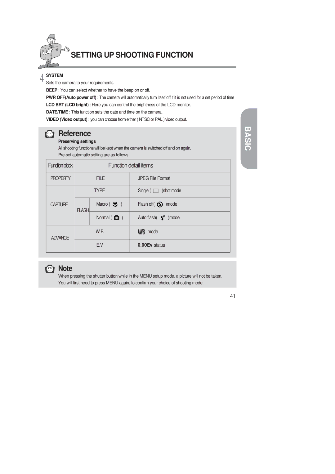 Samsung 220 SE manual System, Preserving settings 