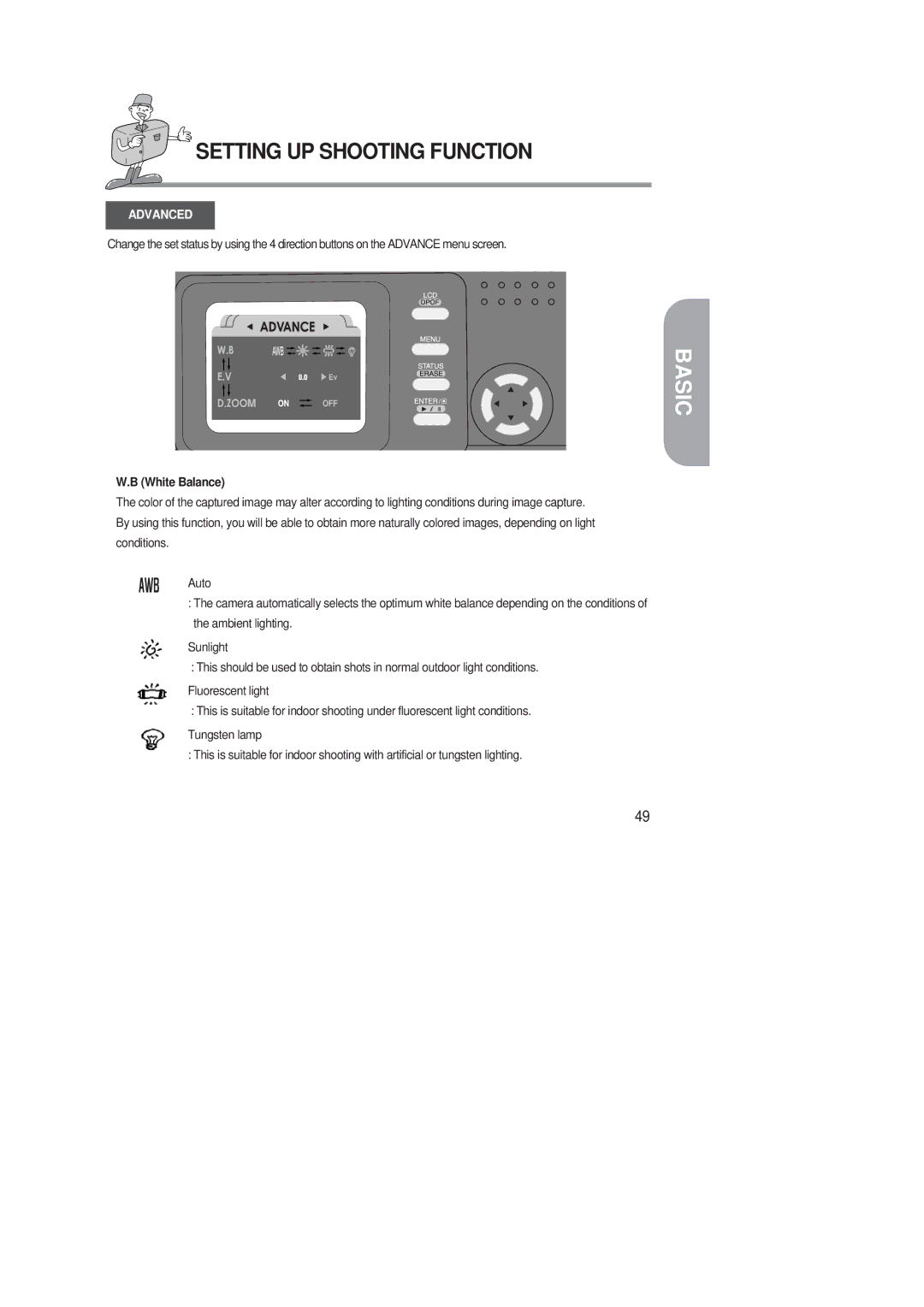 Samsung 220 SE manual Advanced 