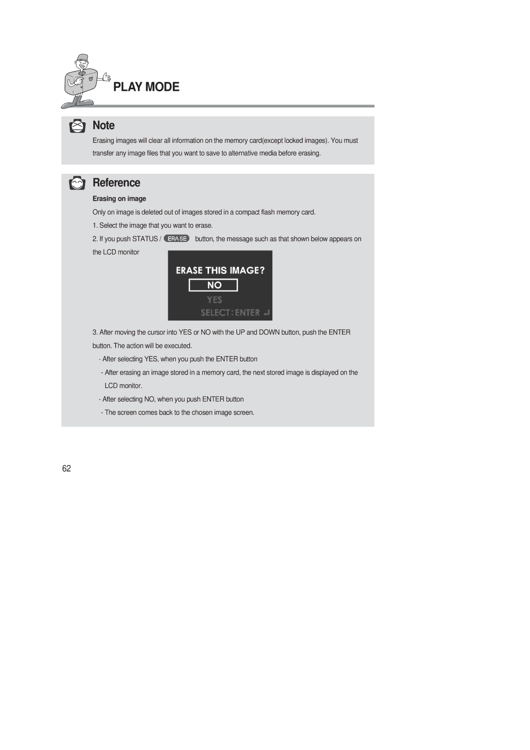 Samsung 220 SE manual Erasing on image 