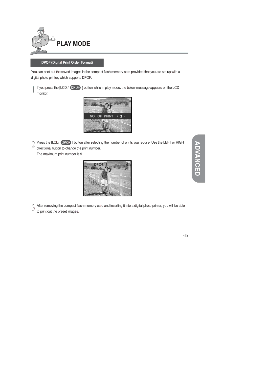 Samsung 220 SE manual Dpof Digital Print Order Format 