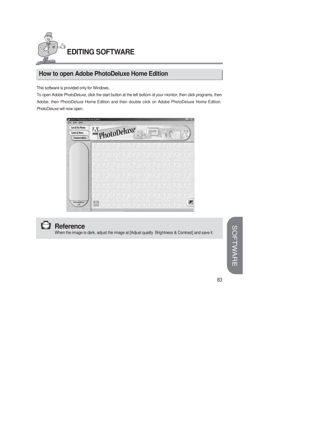 Samsung 220 SE manual Editing Software, How to open Adobe PhotoDeluxe Home Edition 