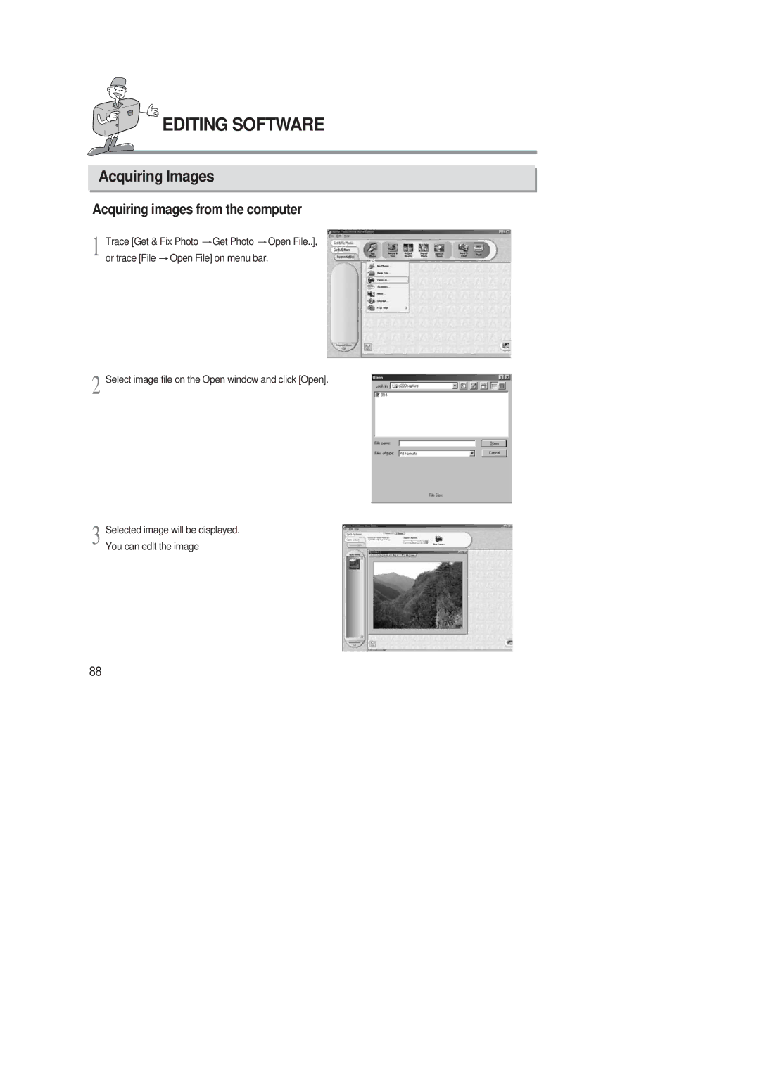 Samsung 220 SE manual Acquiring Images, Acquiring images from the computer 