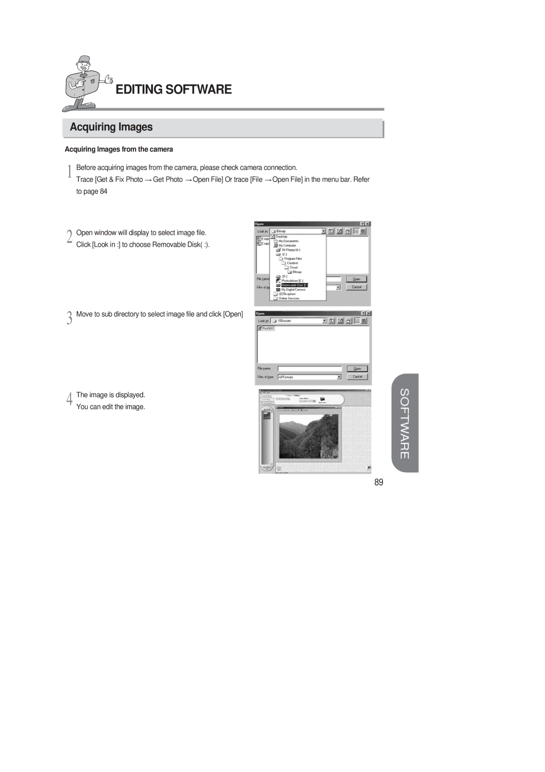 Samsung 220 SE manual Acquiring Images from the camera 