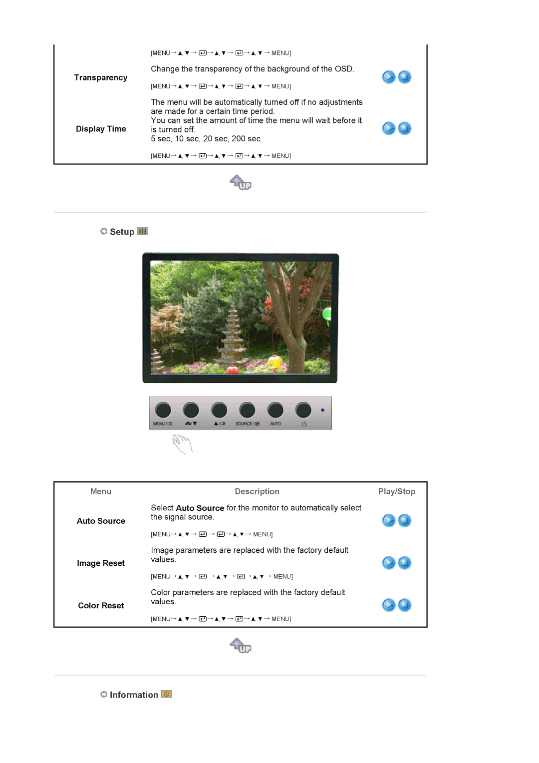 Samsung 2220WM manual Setup, Information 